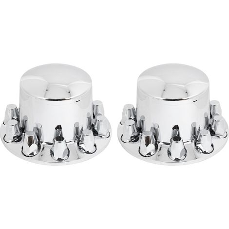 Set di 2 coprimozzi cromati per assali di camion e rimorchi, comprensivo di dadi ruota da 33 mm.