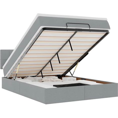 Maison Exclusive - Ottomane Bett mit Matratze & LEDs Hellgrau 140