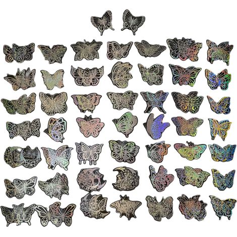 Sticker Papillon Laser - Autocollant Décoratif DIY pour Valise Scooter Réfrigérateur Téléphone - 100 Pièces (1/5)