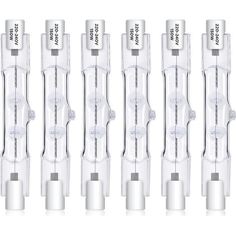 Pack of 6 R7S 78mm 150W Dimmable Halogen Bulbs 2800K Warm White for Floor Lamps (1/5)