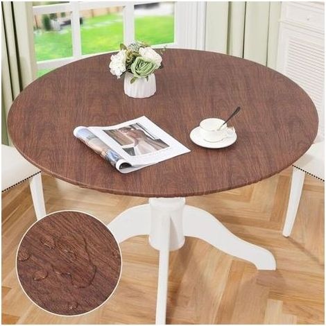 Nappe ronde avec bord élastique, housse de table en imperméable et résistante à l'huile, pour table ronde jusqu'à 36"-44" (1/4)