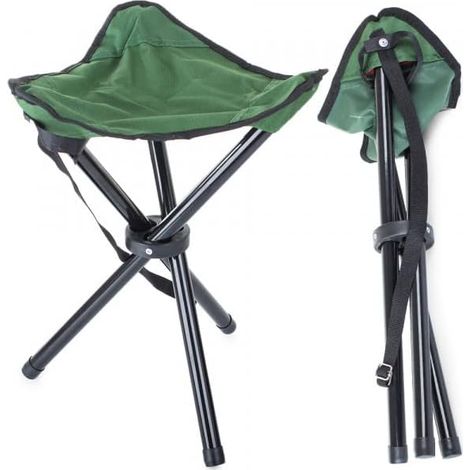 Chaise de pêche(Vert)/Tabouret de pêche Pliable avec Fermeture Velcro et Poignée de Transport. - Trépied pour Camping, Pique-Nique, Plage, Barbecue, Voyage, Randonnée, Siège de Jardin (1/5)