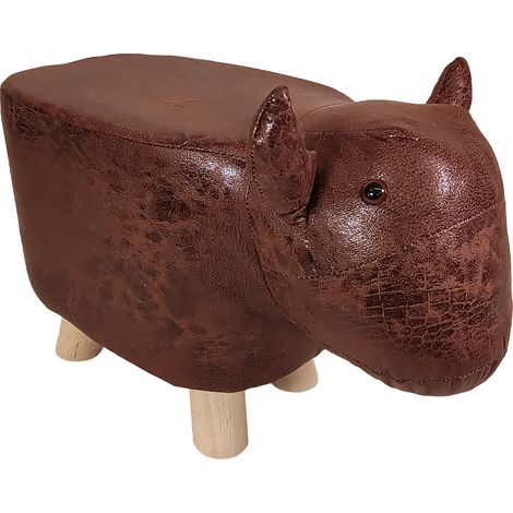 Poggiapiedi Pouf a forma di Toro alto 28 cm - Rivestimento Impermeabile, Piedi in Legno