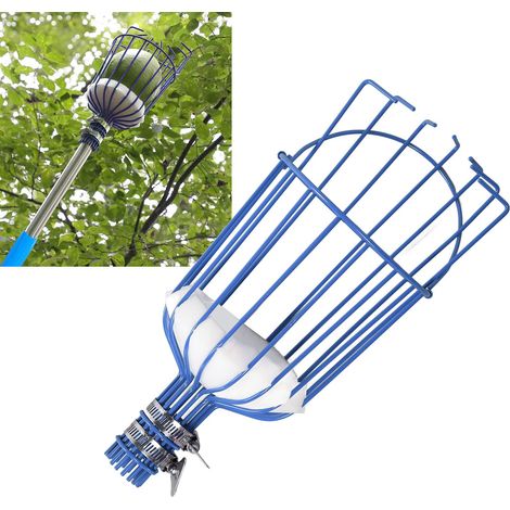 Cueille-fruits, cueille-fruits détachable pour jardins et utilisation en haute altitude, adapté aux tubes de 3 cm de diamètre, bleu. (1/5)