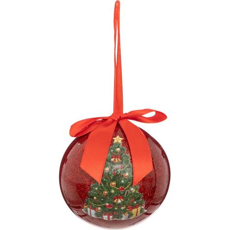 Palla di natale glitterata 7,5 cm rosso - Feeric lights & christmas
