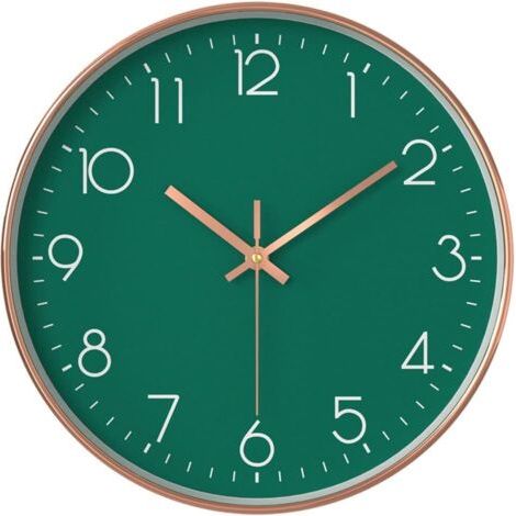 Ede Horloge murale moderne pour enfants - Silencieuse - 30 cm - Quartz - Fonctionne avec des piles - Idéale pour le bureau, la salle de classe, le salon, la chambre (verte) (1/4)