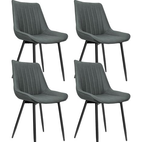 Juego de 4 Sillas de Comedor Asiento de Terciopelo Silla Diseño Ergonomica, Sillas de Cocina Modernas con Patas de Metal - Gris oscuro (1/5)