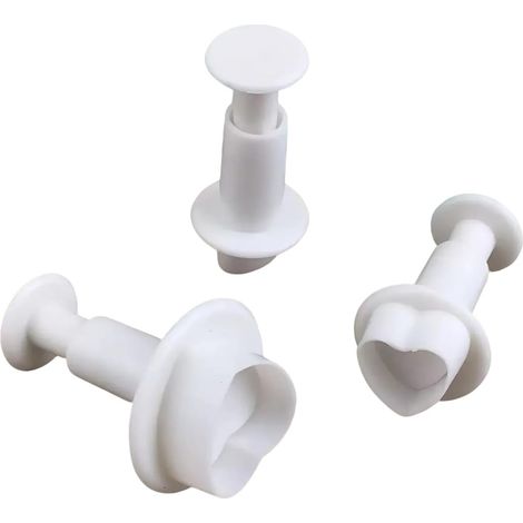 Set 3 Emporte-Pièces Cœur avec Poussoir, blancs décoration gâteaux/pâte à sucre/marzipan (1/5)