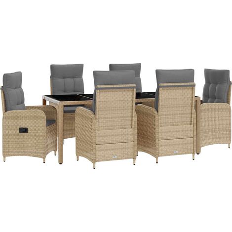 Maison Exclusive - Outdoortisch-Set 7 pcs Beige und Hellgrau 190 (1/5)