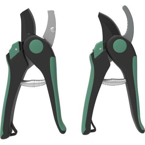 Ensemble outils jardin 2 pièces métal sécateur lames croisées enclume kit cadeau vert noir