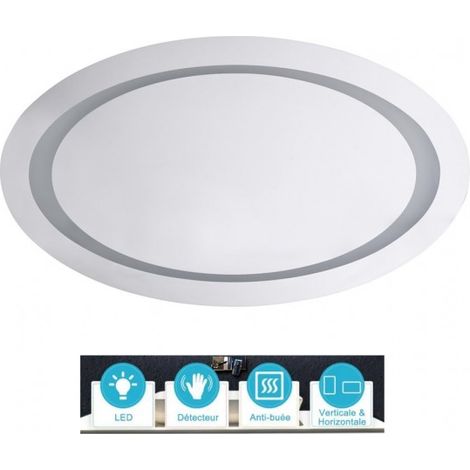 Miroir oval 80x50 cm avec lumière LED et capteur de mouvement (1/3)