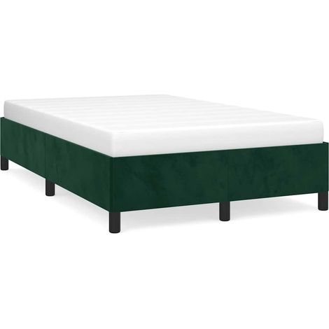 Lit double  Lit adulte  Cadre de lit sans matelas vert foncé 120x190 cm velours (1/5)
