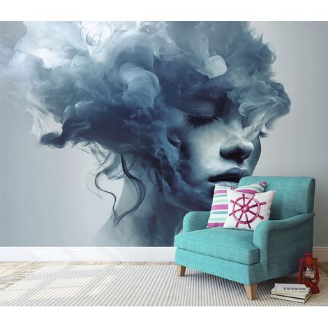 Fototapete Frau Gesicht Kunst, für Wohnzimmer und Schlafzimmer, 300 x 210 cm – Komplettset inkl. Kleister & Anleitung (1/5)
