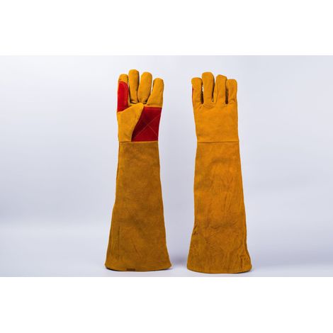 Filiyano-Gants de travail anti-morsure (jaunes), 60 cm, cuir résistant aux rayures (1/5)