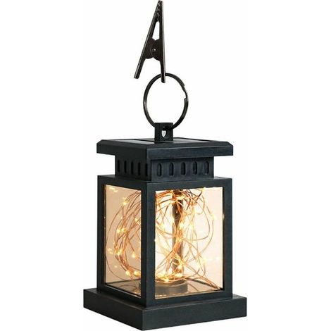 Lanterne Solaire, LED Lampe solaire extérieure, avec Bougie LED Flamme Fire Effet ,Sans fil portable rechargeable pour Garden Patio Courtyard Outdoor-A