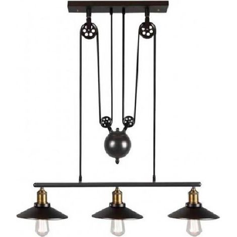 TRADE SHOP - Lampadario A Sospensione Vintage 3 Punti Luce Attacco E27 Stile Industriale A02 - (1/5)