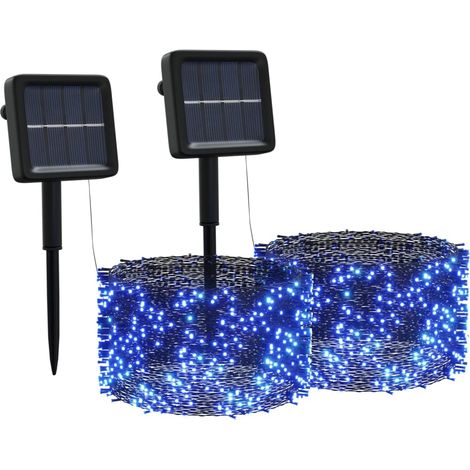 Tiras de luces solares LED 2 uds azul interior/exterior vidaXL