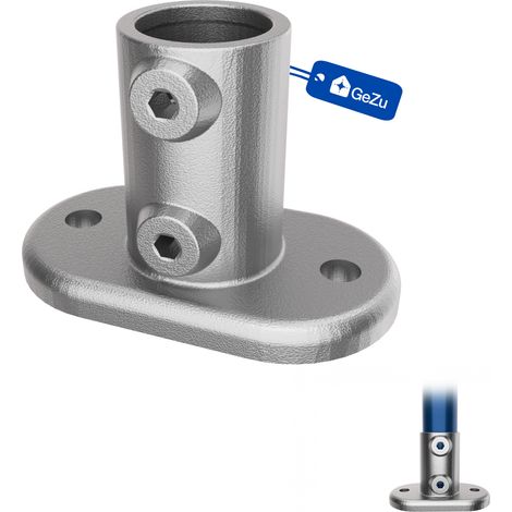 Bride de base Ø42 mm galvanisé argent – fixation garde‑corps raccord de rampe – Raccord ubulaire croix, kee klamp, connecteur voies – GeZu Impex