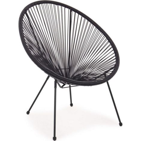 Outdoor-Sessel aus Seilgeflecht im Spaghetti-Design Parker YES - Schwarz