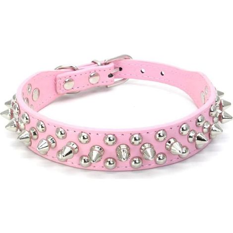 Collier en cuir PU souple pour chien et chat avec pointes rivets ajustable pour petit et moyen animal