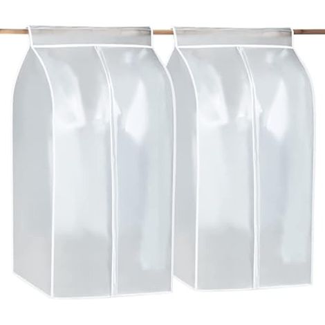 Housse De Rangement Pour Vêtements - En PEVA Transparente Et Étanche À La Poussière - Avec Fermeture Éclair Double Et Bande Velcro - Pour Vestes Costumes Et Chemises - Lot De 2 (1/5)