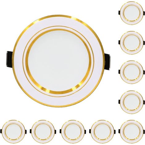 Lot de 10 spots LED encastrables 220 V 5 W 9 W 12 W Panneau lumineux rond 15 W 18 W Éclairage intérieur Lumière blanche 220 V 12 W Or (1/5)