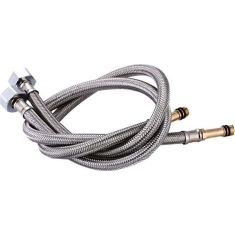 Flexible Robinet Acier Inoxydable Eau Chaude Froide Évier Cuisine Raccord Extension 2 Pièces (1/4)