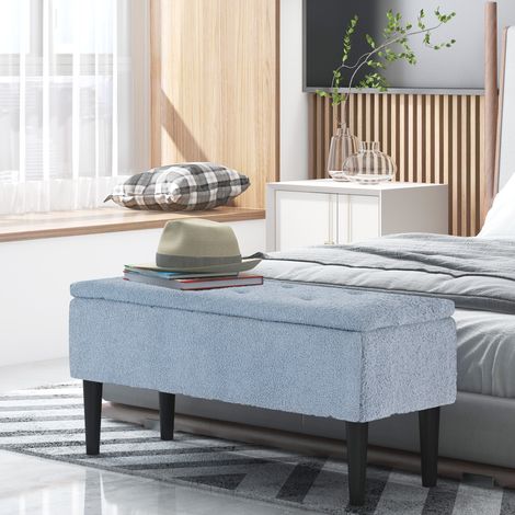 Mueble banco con almacenaje tapizado 95x38x45 cm OKMYHOME (1/4)