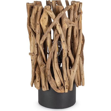 Lampada da Tavolo in Teak Marrone Rustica da Interni - ANANYA (1/4)
