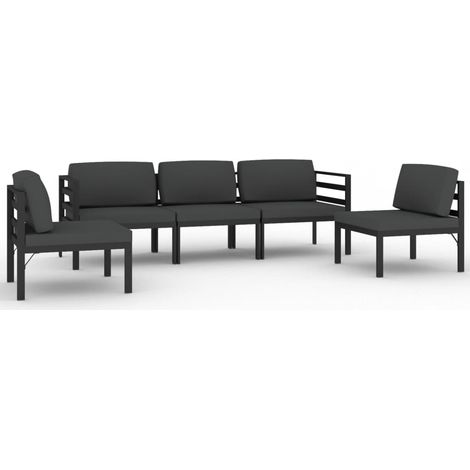 Maison Exclusive - 5-tlg. Garten-Lounge-Set mit Kissen Aluminium