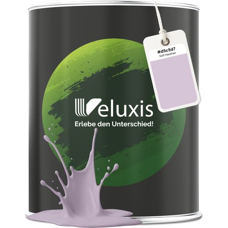 Wandfarbe Grau Hellgrau Matt Innenfarbe – Deckkraft Klasse 1, VOC-frei, Ohne Grundierung, Tropfarm – Wohnzimmer & Schlafzimmer – 1L – Veluxis (Soft Heather)