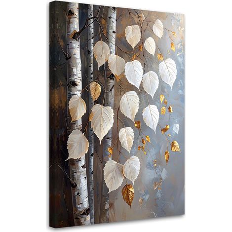 Wandbild Birkenblätter weiß-grau 20x30 (1/5)