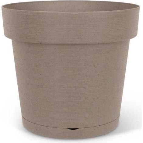 Wassertopf - GARDEN ID Glamour - Taupe 40 cm - Grobe Oberfläche - Innen/Außen - Puristisches Design - Enthält Holz.