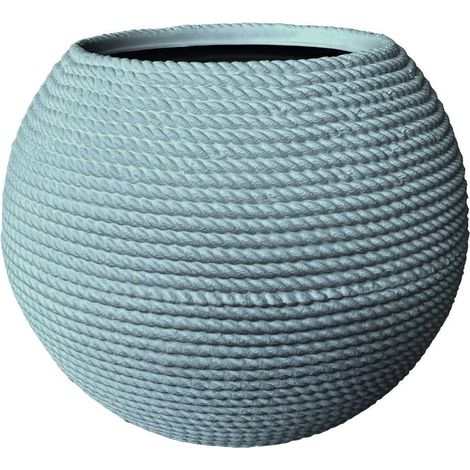 Vaso Sfera Bali 55x43 cm Colore Polvere - Vaso Decorativo Effetto Corda