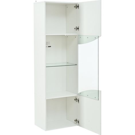Vitrine blanche brillante 35 x 50 x 165 cm avec LED et portes vitrées en verre trempé (1/5)