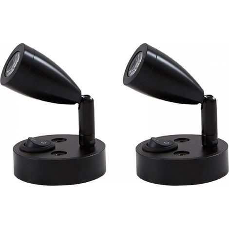 LED reading lamp with switch for motorhomes, caravans and boats, 12V, white light, black, pack of 2 (1/5)