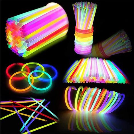 Bâtons lumineux DELEE, kit de fête, 100 bâtons lumineux néon pour enfants, décorations de fête à la lumière noire, mariages, Halloween, guirlandes et bracelets lumineux (1/5)
