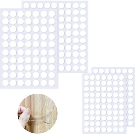 Autocollants Double Face - Adhésif double face Ronds 10mm/15mm/20mm PVC Auto-Adhésifs transparent pate a fixe, Cache-Vis Capuchon de Protection Blanc.(300 Pièces) (1/5)