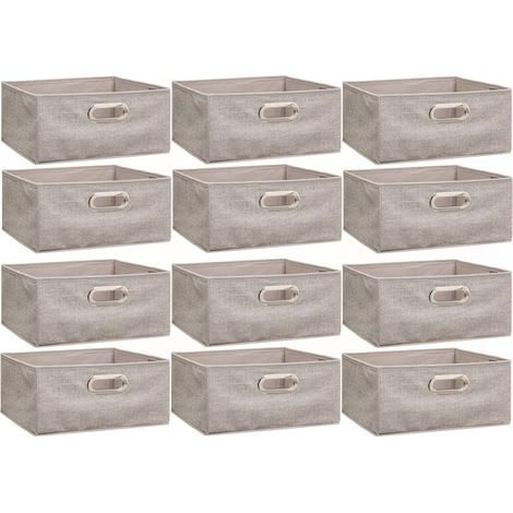 Lot de 12 Boites de rangement en tissu - Longueur 31 Profondeur 31 Hauteur 15 cm