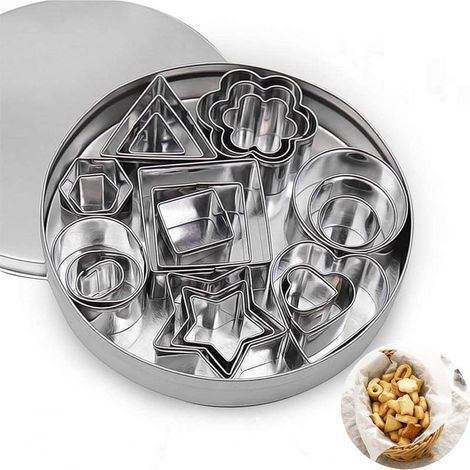 Emporte Piece Patisserie,Mini Emporte Piece,Emporte-pièces en Acier Inoxydable pour Gateau Fondant Biscuit Cookie Patisserie Emporte-pièces Rond Patisserie pour Les Biscuits, Les Gateaux(24 PCS)-Fei Y (1/5)