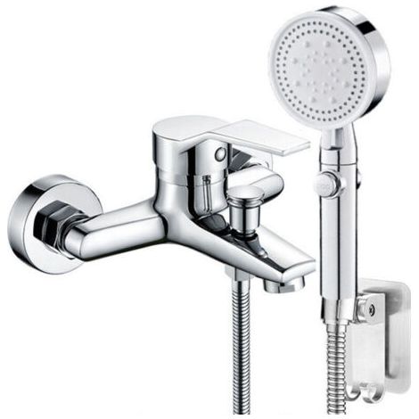 Robinet Baignoire avec Douchette Mitigeur,Monocommande de Bain avec 5 Modes,1 tuyau,pour Baignoire Salle de Bain,argent (1/4)