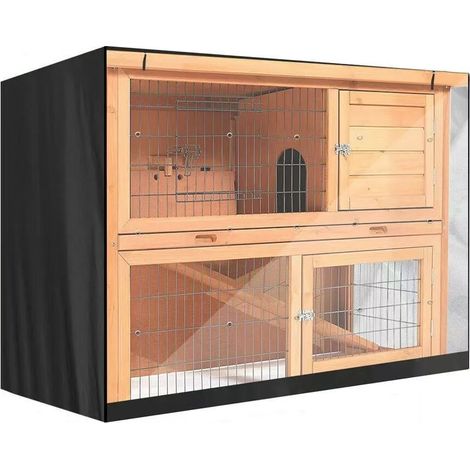 (Noir, 122x50x105cm) Housse de cage à lapin épaisse, tissu Oxford durable - offre une protection efficace toute l'année, résistante aux rayures. (1/3)