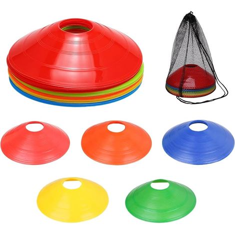 Plots de Marquage pour Football Cône, Plots Entrainement, 20 Pièces Plots Sport, Cônes de Marquage, Cones de Sport, avec Sac en Filet, pour L'entraînement au Football, Materiel Entrainement Football (1/5)