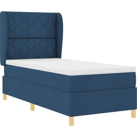 Box Spring Bed with Mattress Dark Grey 90x190 cm Fabric Blue vidaXL (1/5)