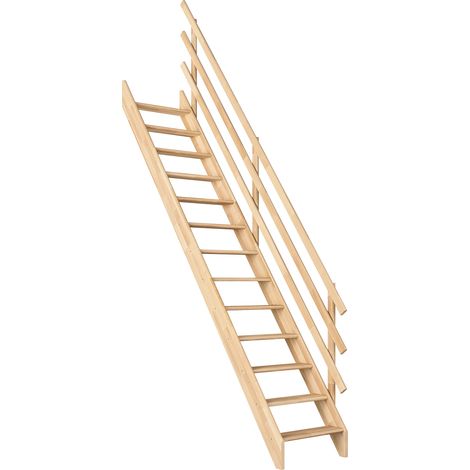 Dolle Raumspartreppe Burgau bis 289cm Geschosshöhe in Buche Leimholz inklusive Geländer (1/3)