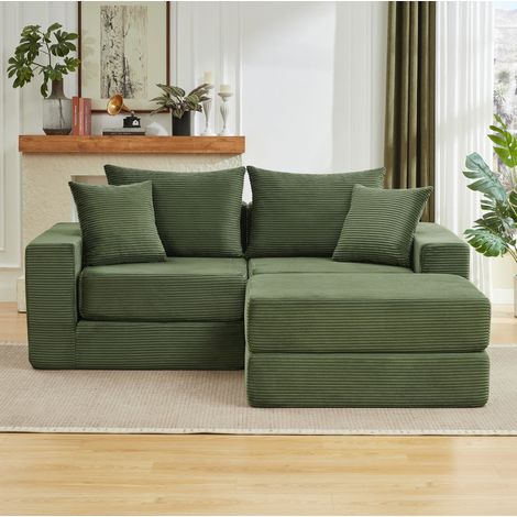 Canapé modulaire 187x96x80 cm vert, convertible en lit, mousse et ressorts MEUBLIV (1/5)