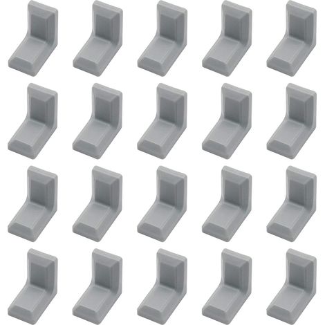 APEX Lot de 40 équerres d'angle en acier galvanisé en forme de L avec couvercle en plastique ABS gris pour armoire, étagère (1/4)