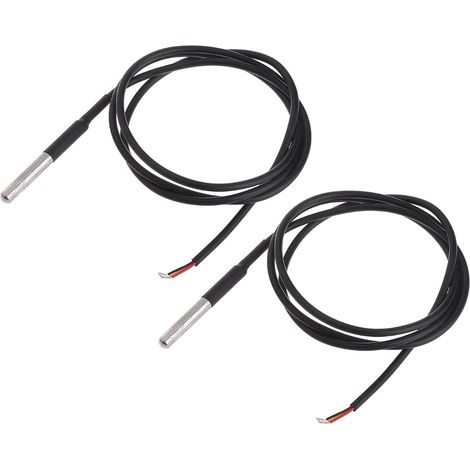 2pcs Sonde de température, Capteur DS18B20 étanche, Câble 1m, Acier inoxydable, Pour aquarium et industrie (1/5)