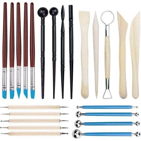 23 Pièces Outil en Céramique Set, Outils Modelage Argile Outil de Poterie Sculpture, pour Débutants,Professionnels et Artistes (1/4)