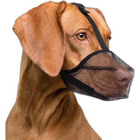 (L, Noir) 1 pièce, muselière respirante pour petits, moyens et grands chiens pour empêcher les chiens de se nourrir, de mordre et de mâcher. (1/5)